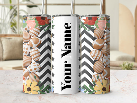Customizable Floral Zigzag Tumbler with Text Option