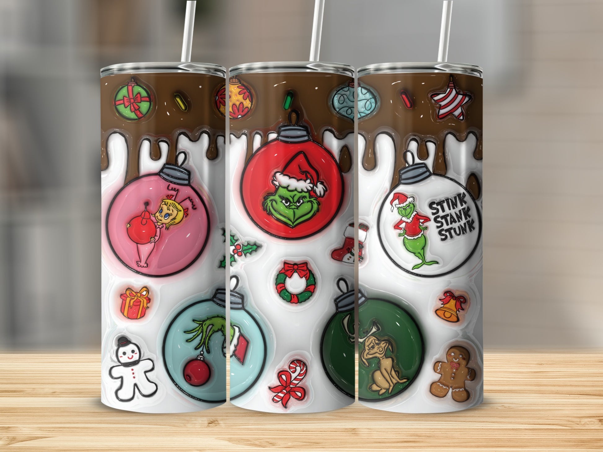 Christmas Themed Tumbler with Holiday Characters