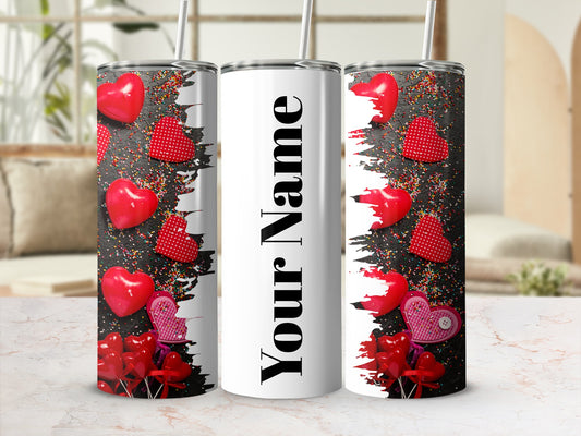 Personalized Valentine Hearts Your Name Tumbler