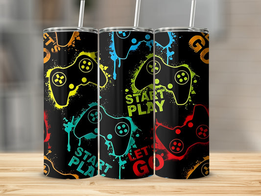 Gaming Enthusiast Colorful Start Play Tumbler