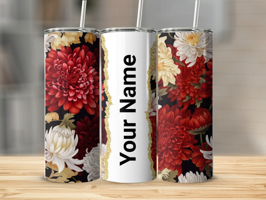 Personalized Floral Pattern Tumbler with Custom Name
