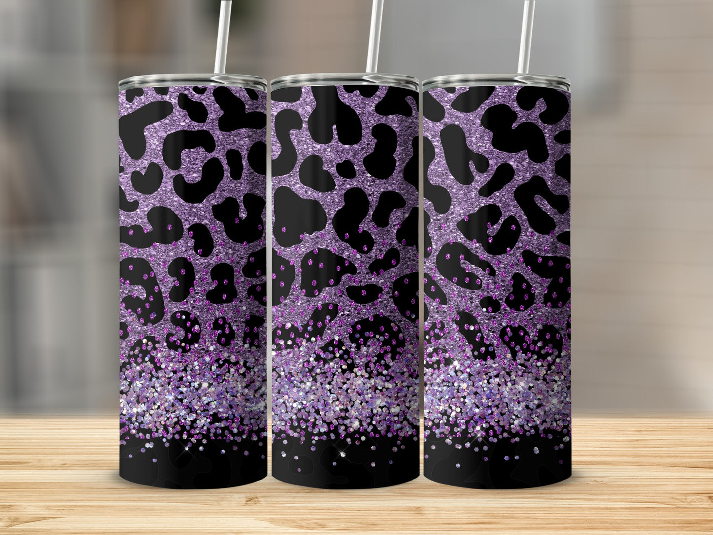 Sparkling Purple Leopard Print Tumbler Tumblers
