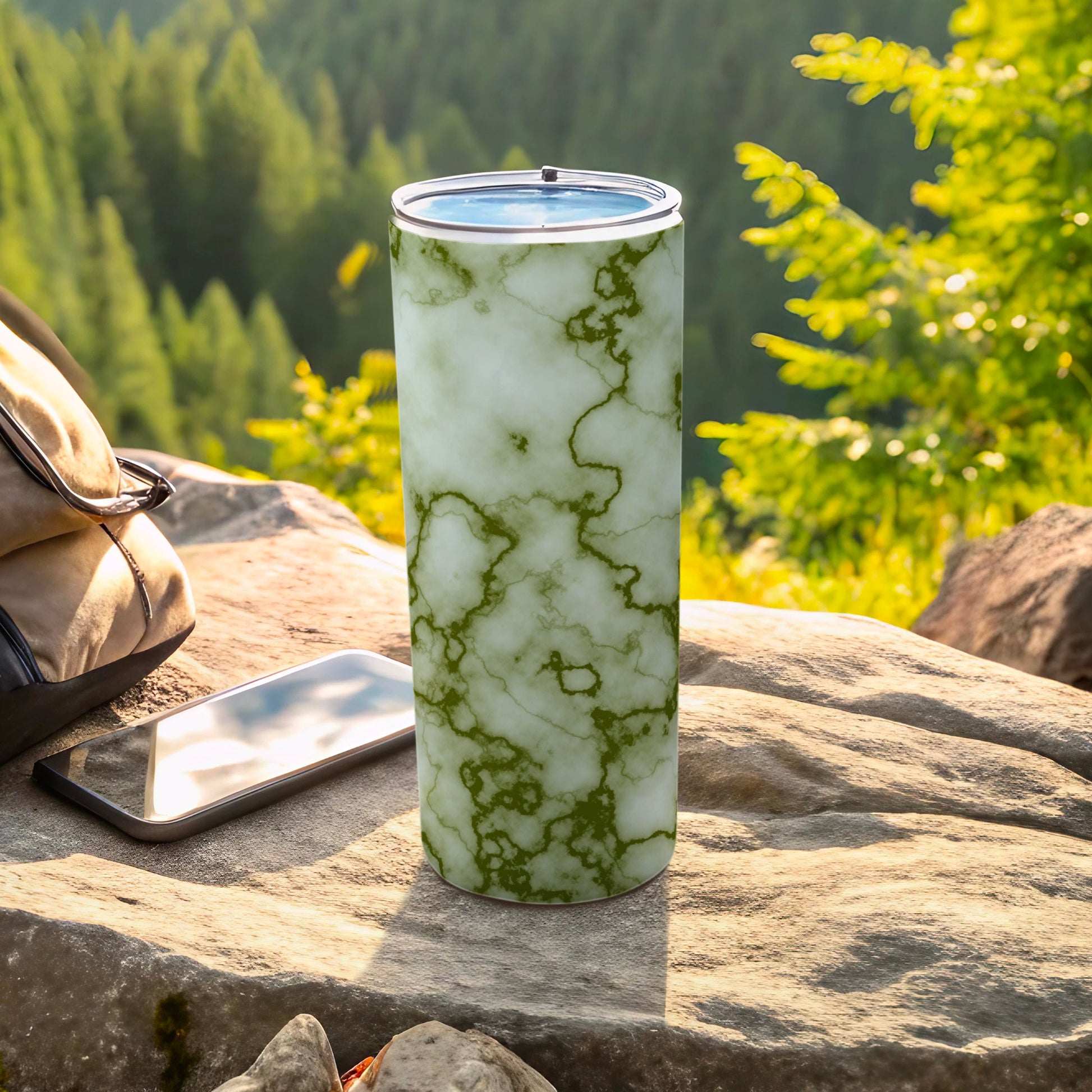 Dark Green Veins White Base Tumbler Product Type