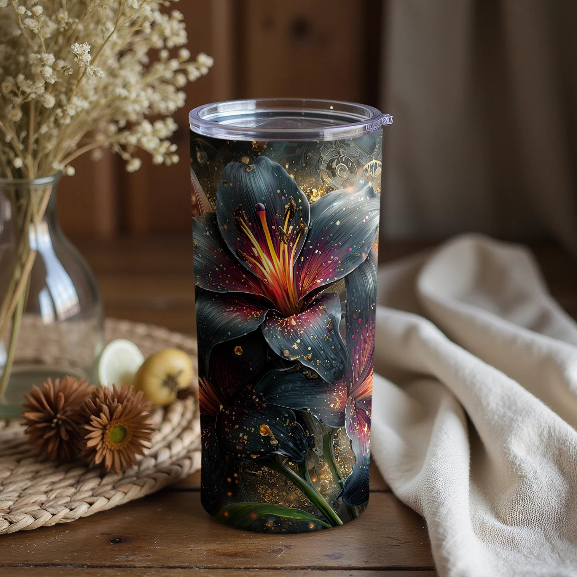 Vibrant Floral Design Insulated Drink Tumbler