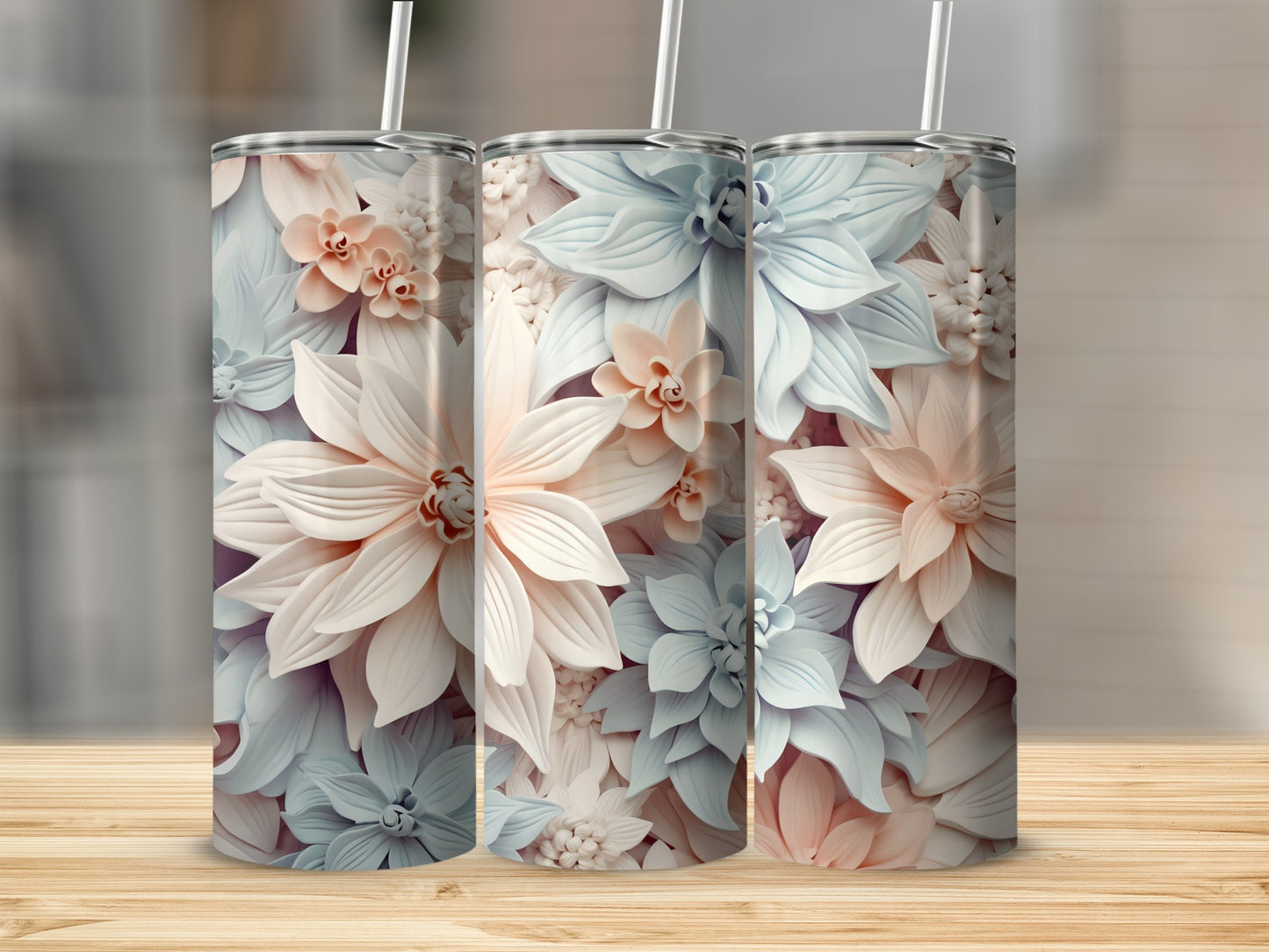 Elegant Floral Patterned Insulated Tumbler Drinkware