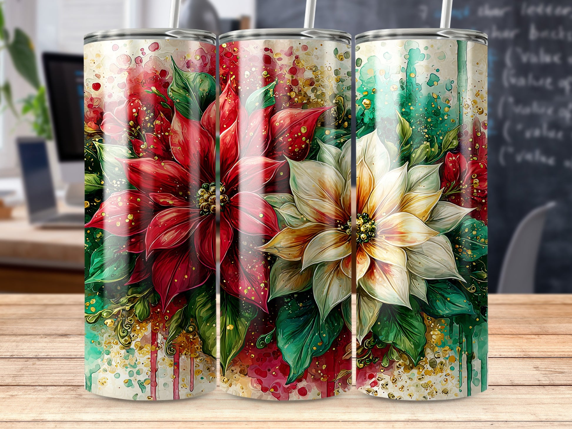 Festive Floral Art Tumblers Perfect for Celebrations