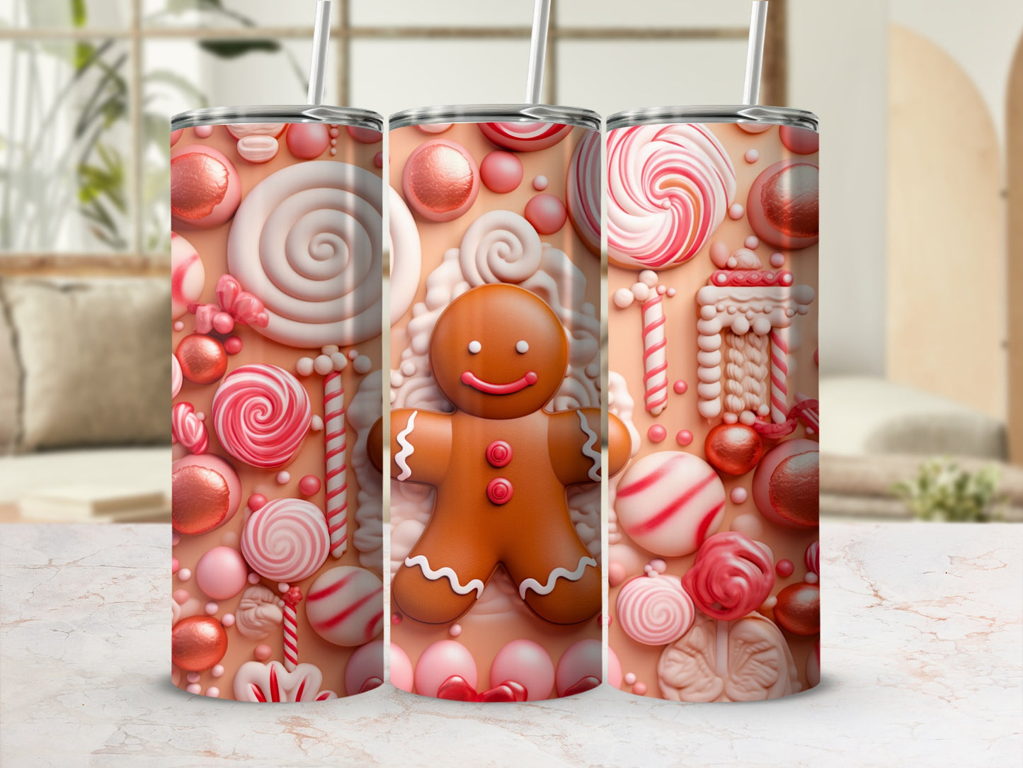 Gingerbread and Candy Cane Themed Tumbler Product