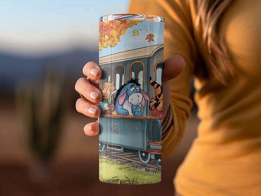 Winnie Pooh and Friends Train Ride Illustration Tumblers