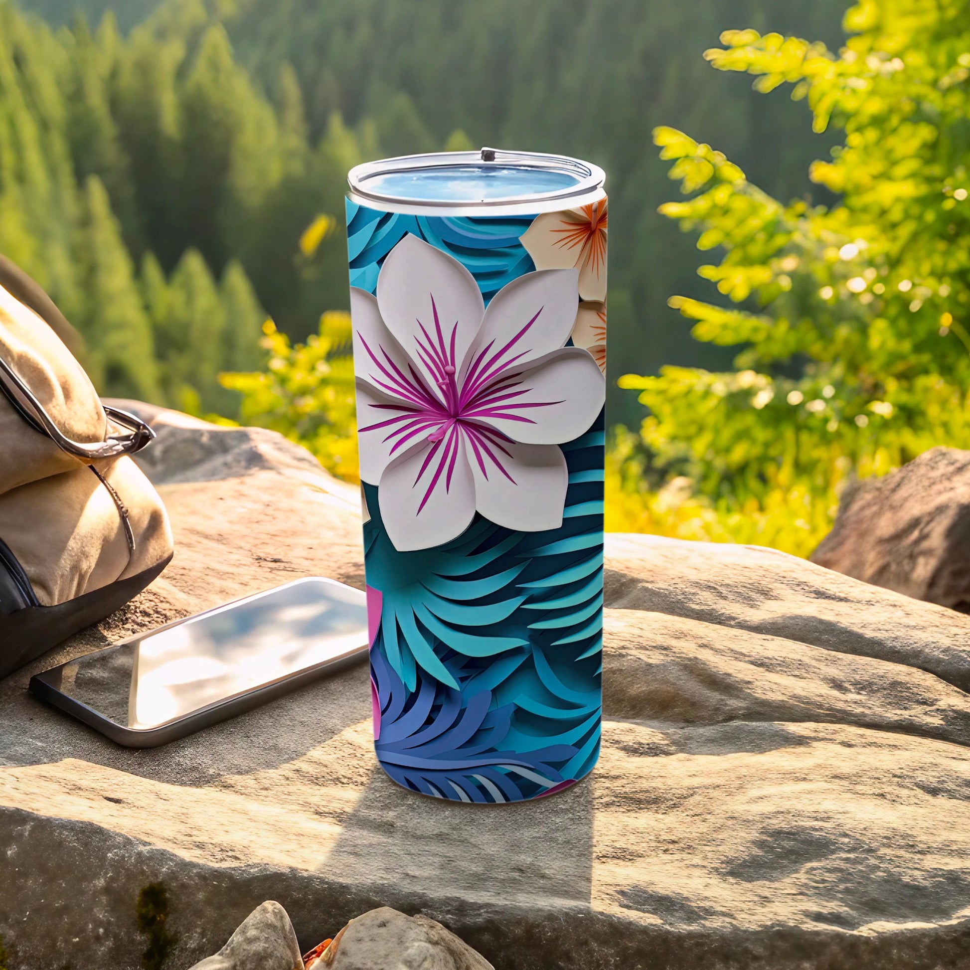 Vibrant Tropical Flower Design Insulated Tumbler Product