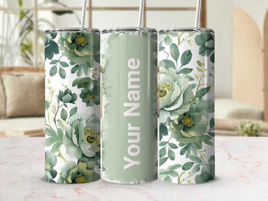 Customizable Floral Tumbler with Personalized Name Design