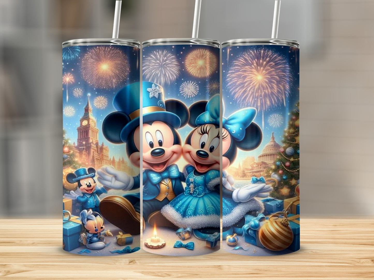 Festive Cartoon Characters Fireworks Design Tumbler