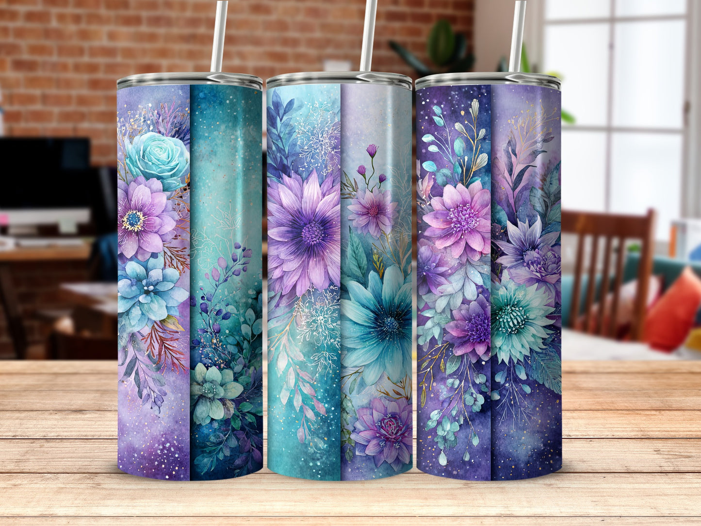 Stunning Floral and Galaxy Design Tumblers