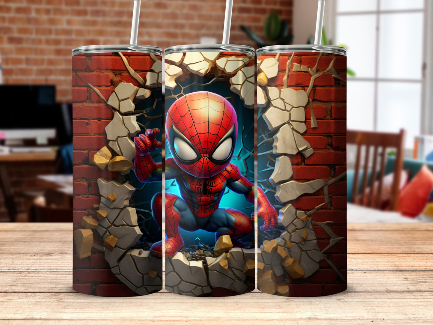 Superhero Wall Break Graphic Stainless Steel Tumbler