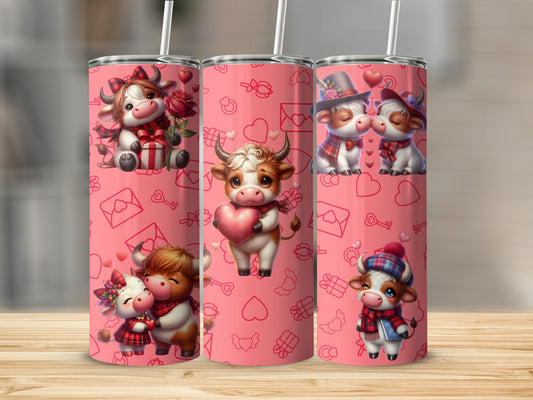 Cute Valentine Animal Characters Tumbler Design