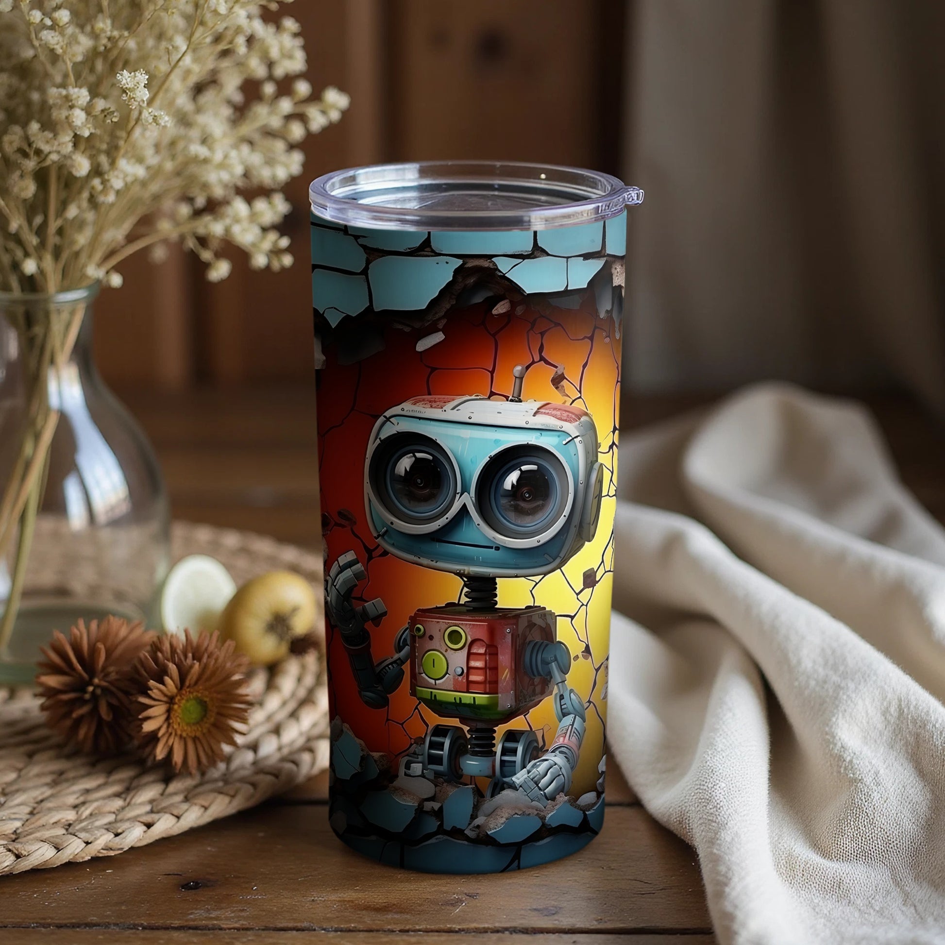 Cute Illustrated Robot Characters Design Tumbler