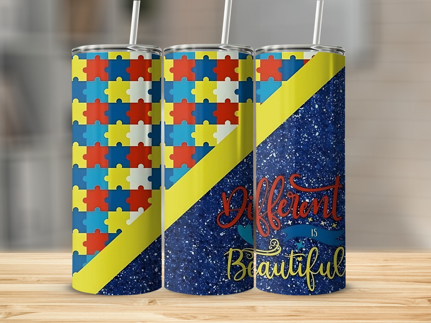 Different is Beautiful Puzzle Pattern Tumbler Product