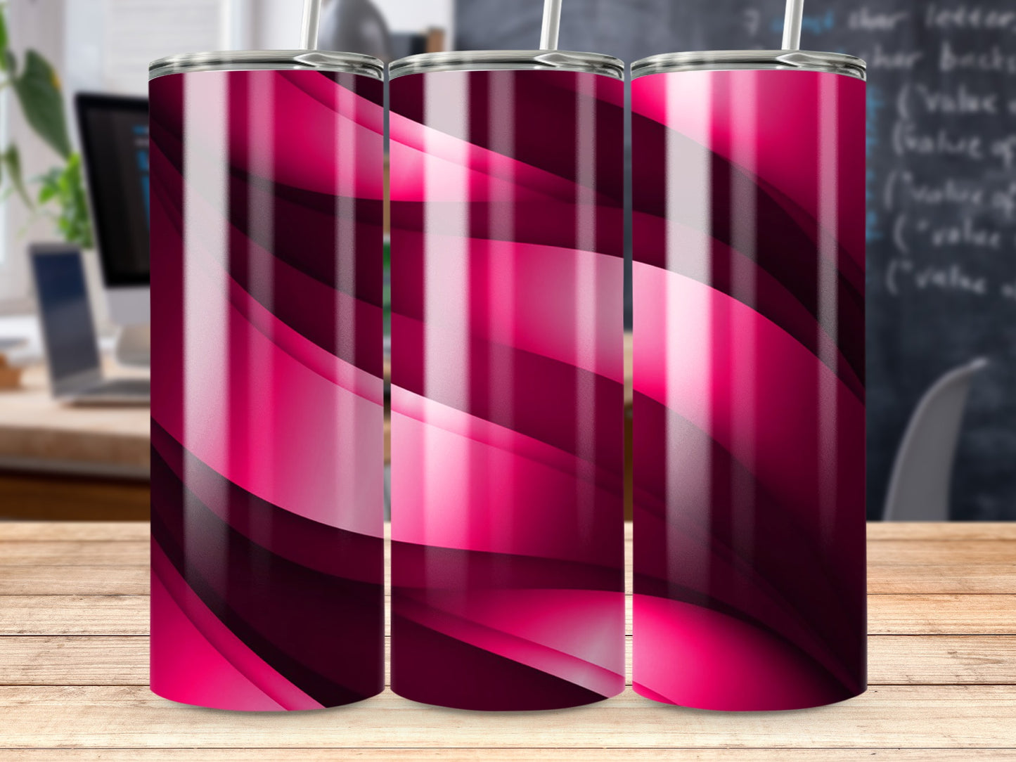 Pink Dark Waves Pattern Abstract Design Fancy Tumblers