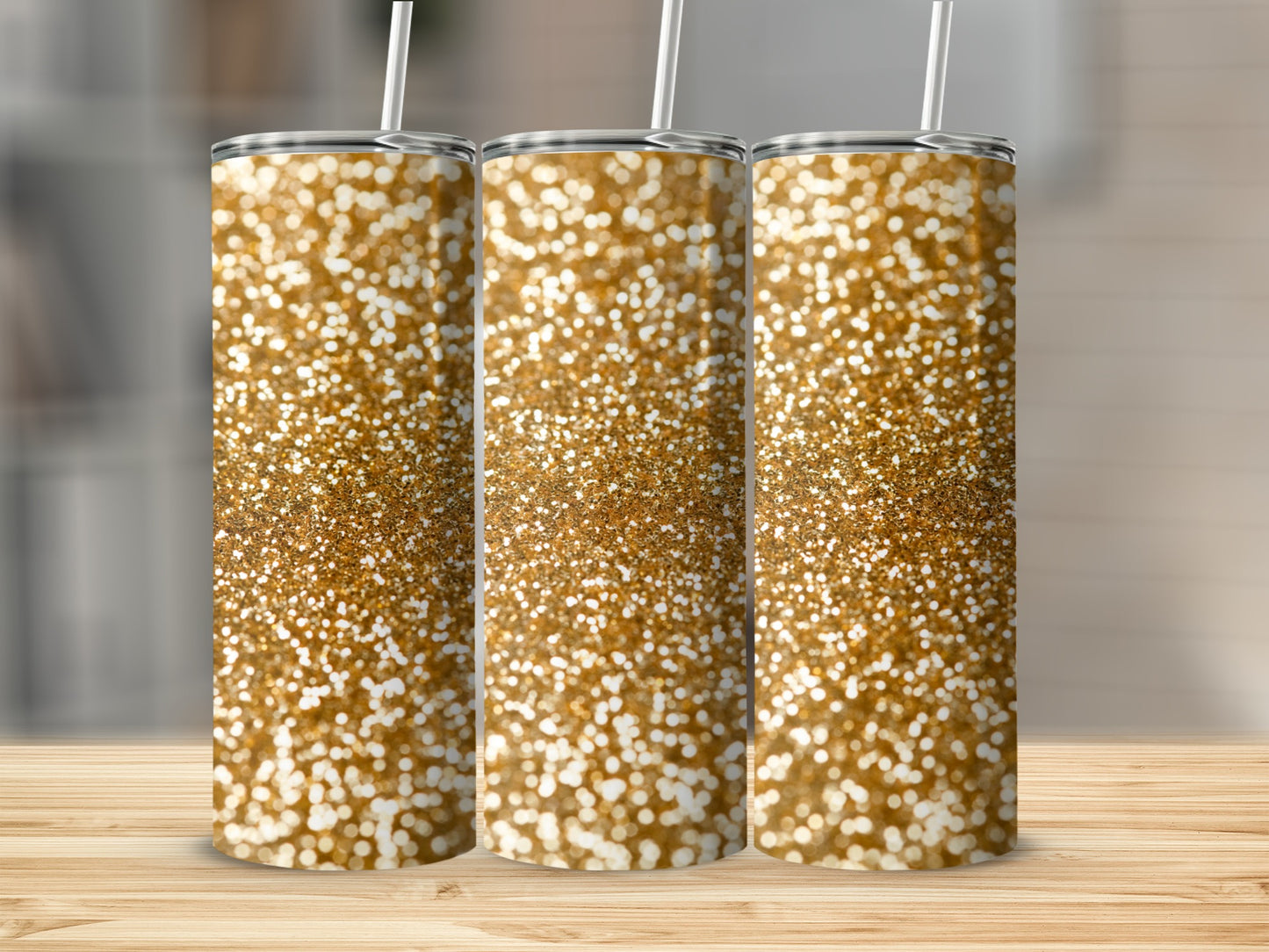 Sparkling Gold Glitter Design Tumbler Beverage Container