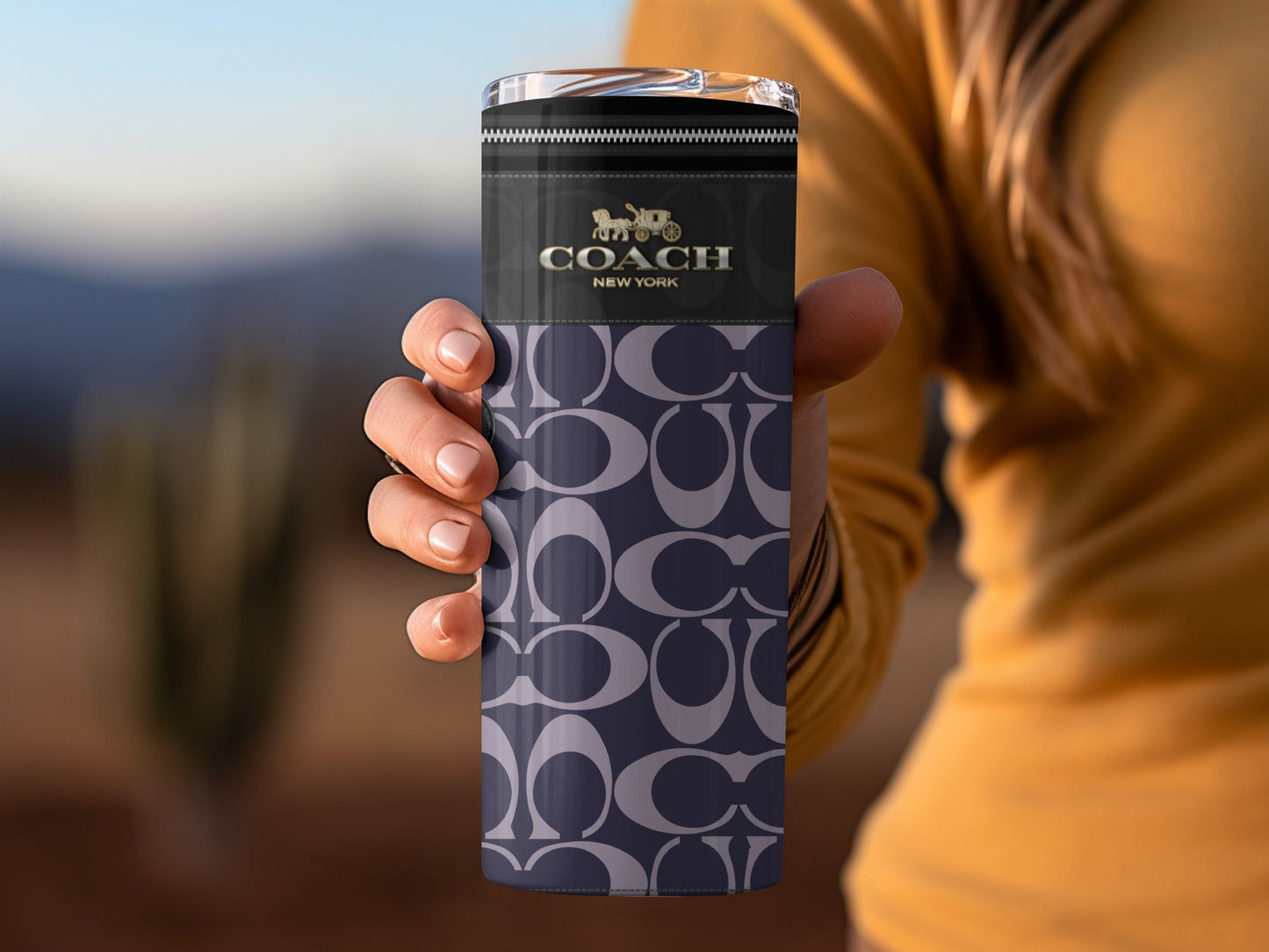 Stylish Coach New York Patterned Travel Mug