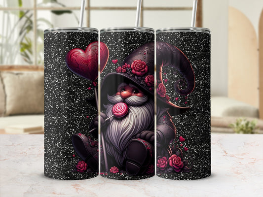 Cute Gnome Holding Heart and Candy Design Tumbler