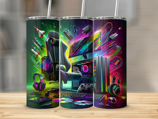 Futuristic Gaming Setup Illustration Tumbler product