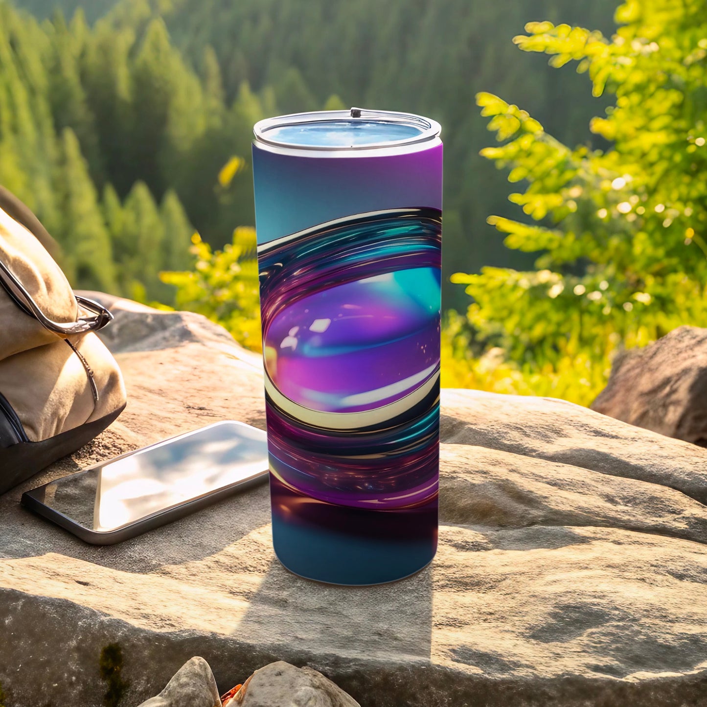 Vibrant Abstract Swirl Purple Blue Teal Dynamic Pattern Tumbler