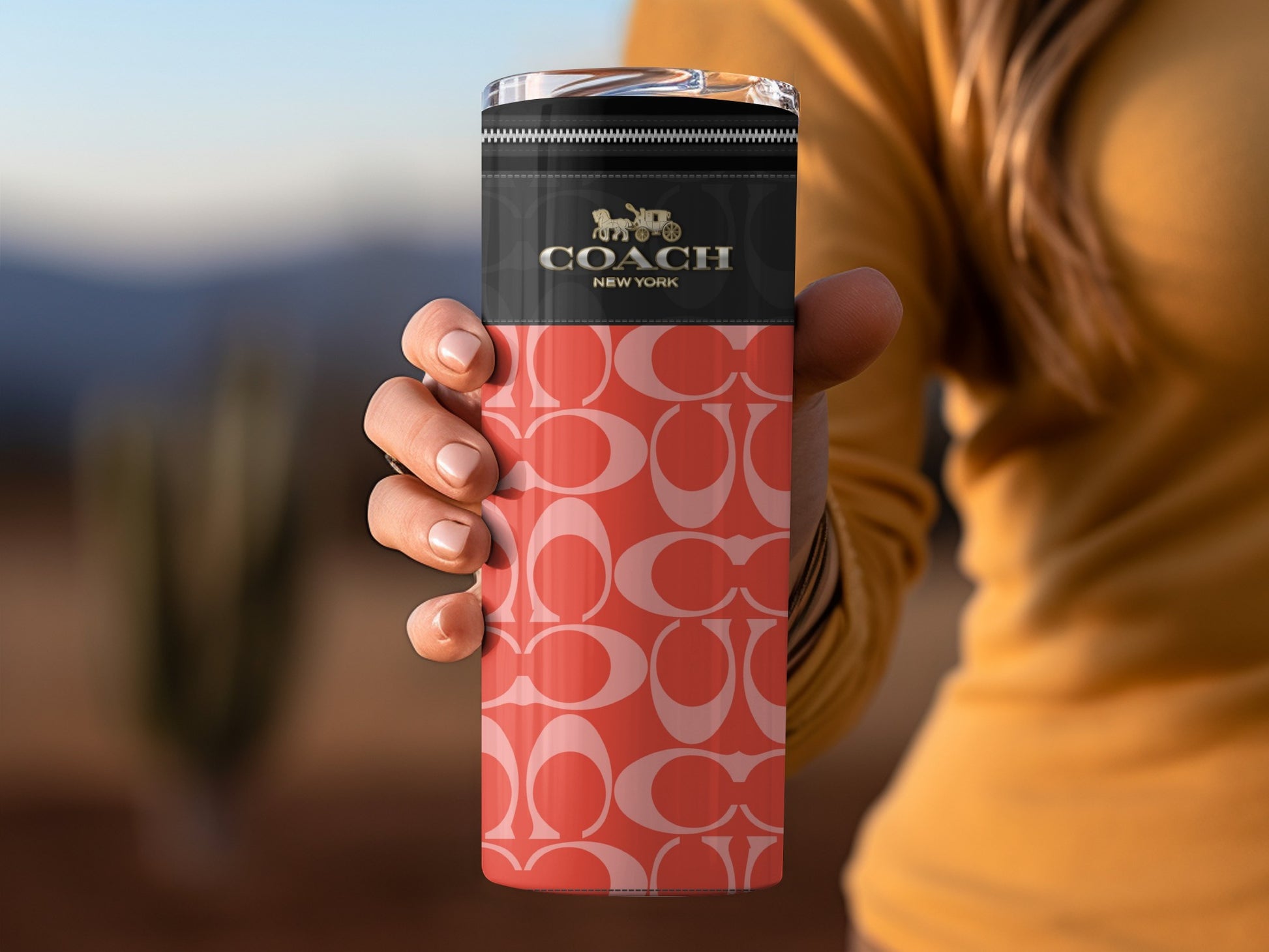 Stylish Coach New York Patterned Tumbler Flask