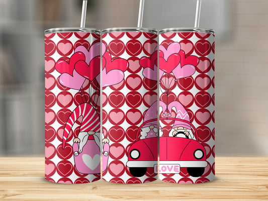 Adorable Valentine Design with Hearts and Love Car