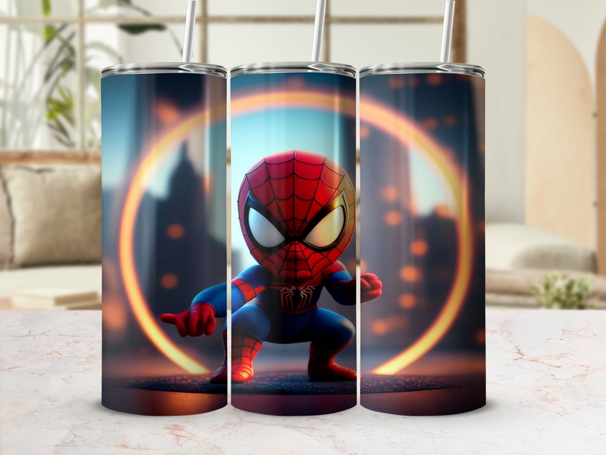 Spiderman Character Printed Stainless Steel Tumbler