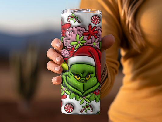 Grinch Christmas Holiday Themed Insulated Tumbler Cup