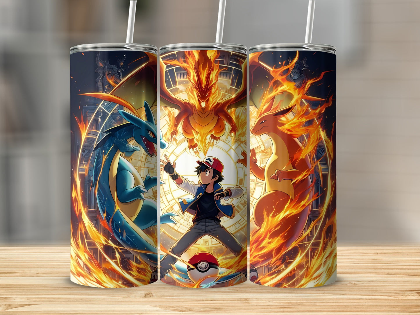 Vibrant Anime Dragon and Trainer Art Tumbler Product