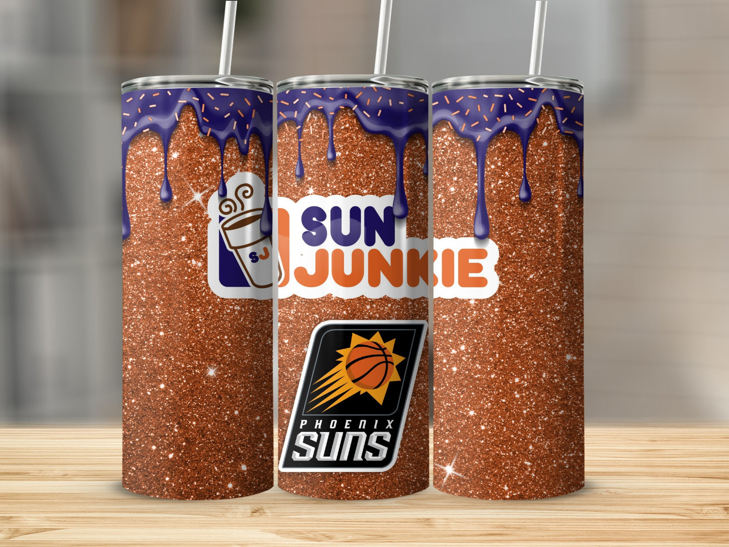 Suns Basketball Team Custom Glitter Tumbler Cup