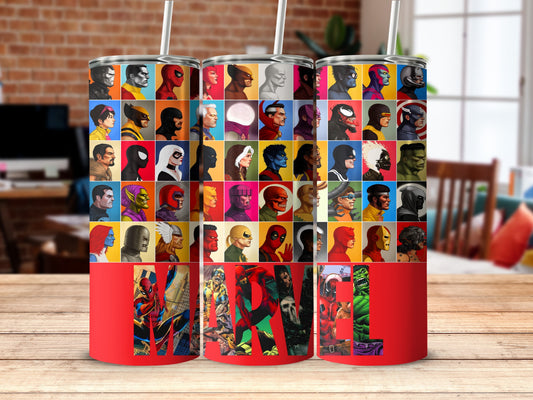 Iconic Marvel Comics Hero Villain Grid Art Design Tumbler product type