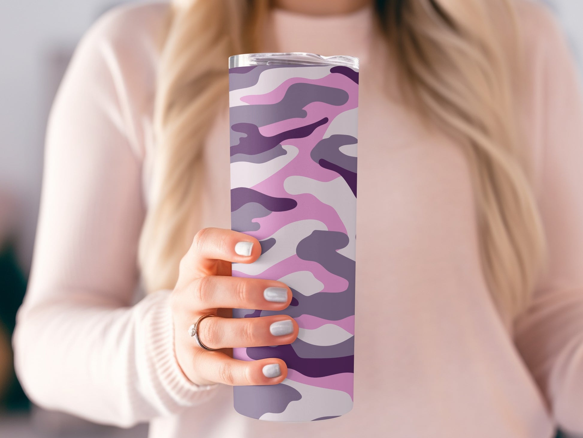 Purple Camouflage Pattern Insulated Tumbler Cup Product