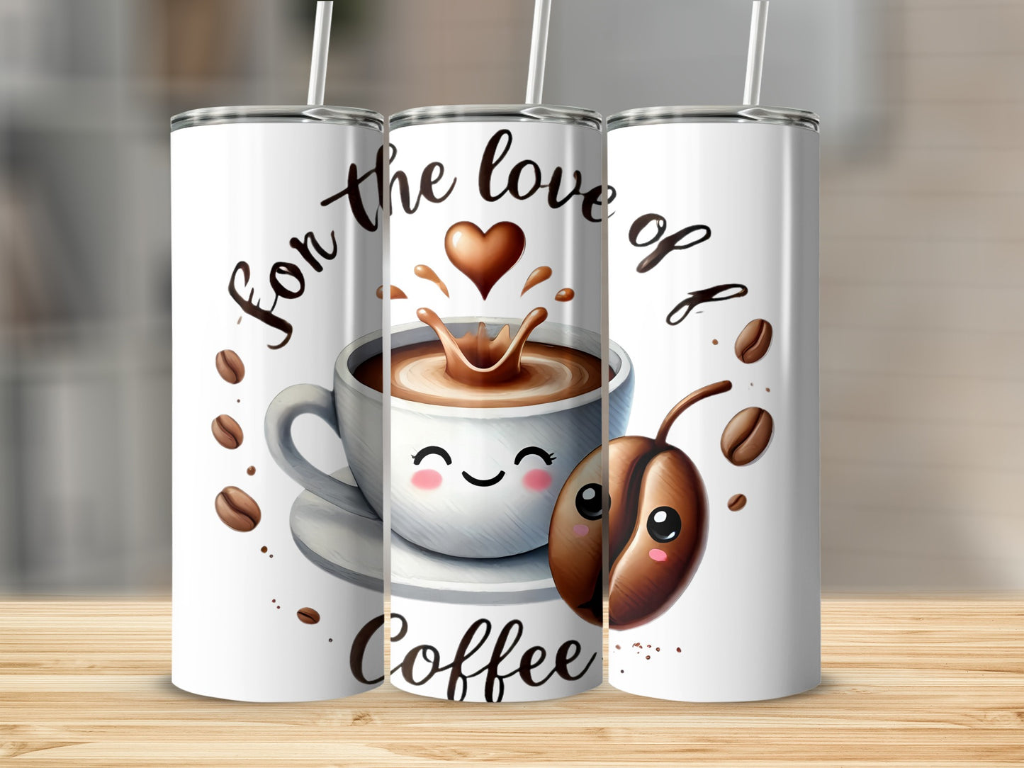 For The Love of Coffee Tumbler with Cute Design