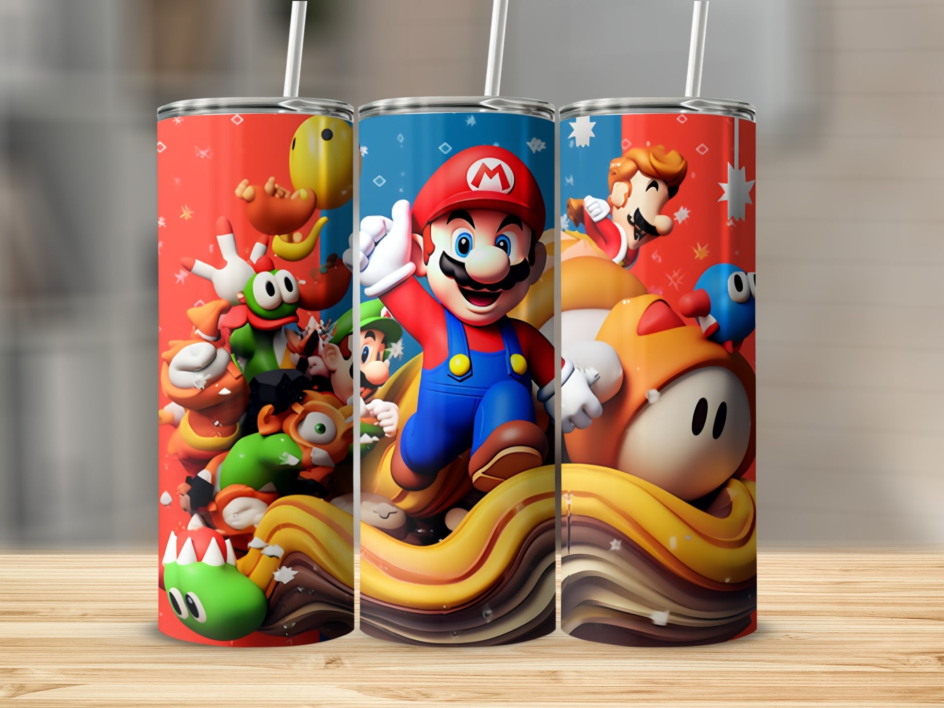 Bright Super Mario Characters Colorful Design Tumbler
