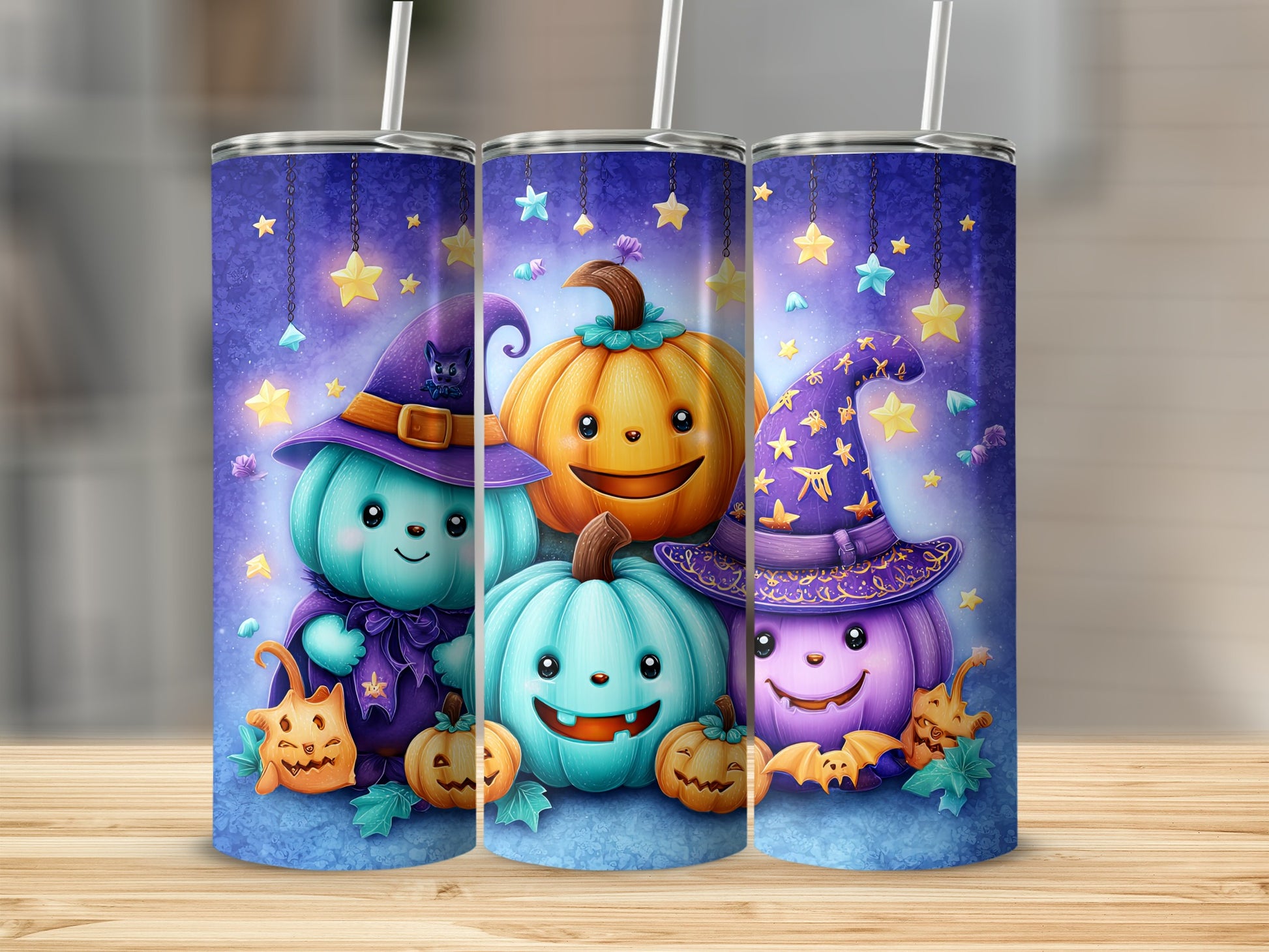Halloween Themed Cute Pumpkin Character Tumblers