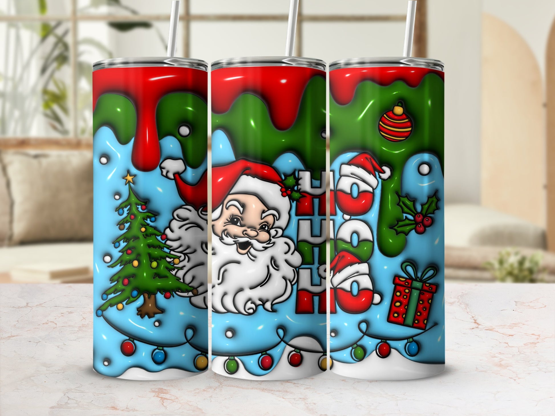 Festive Santa Claus Christmas Holiday Tumbler