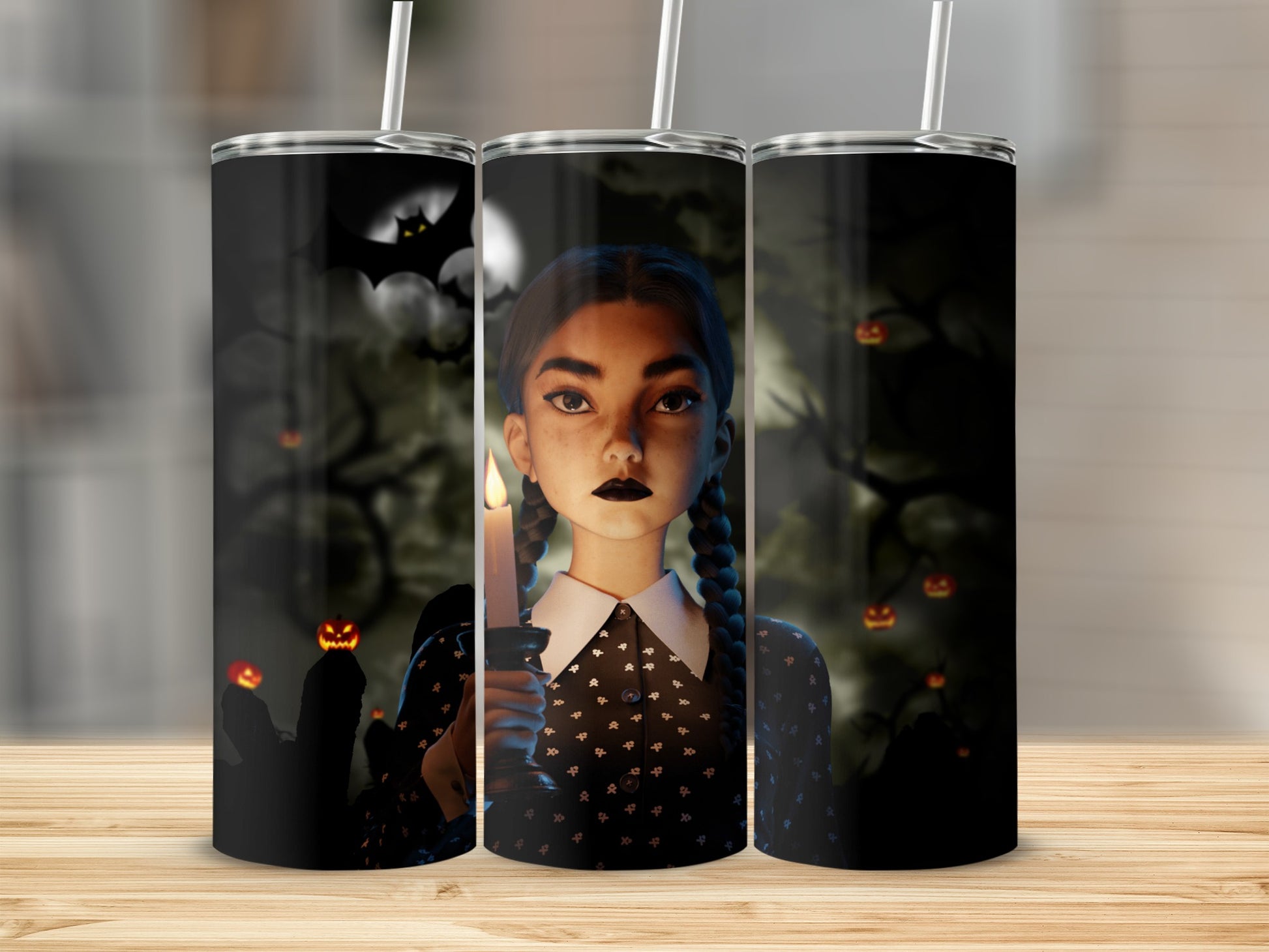 Spooky Halloween Cups with Creepy Character Design Tumblers