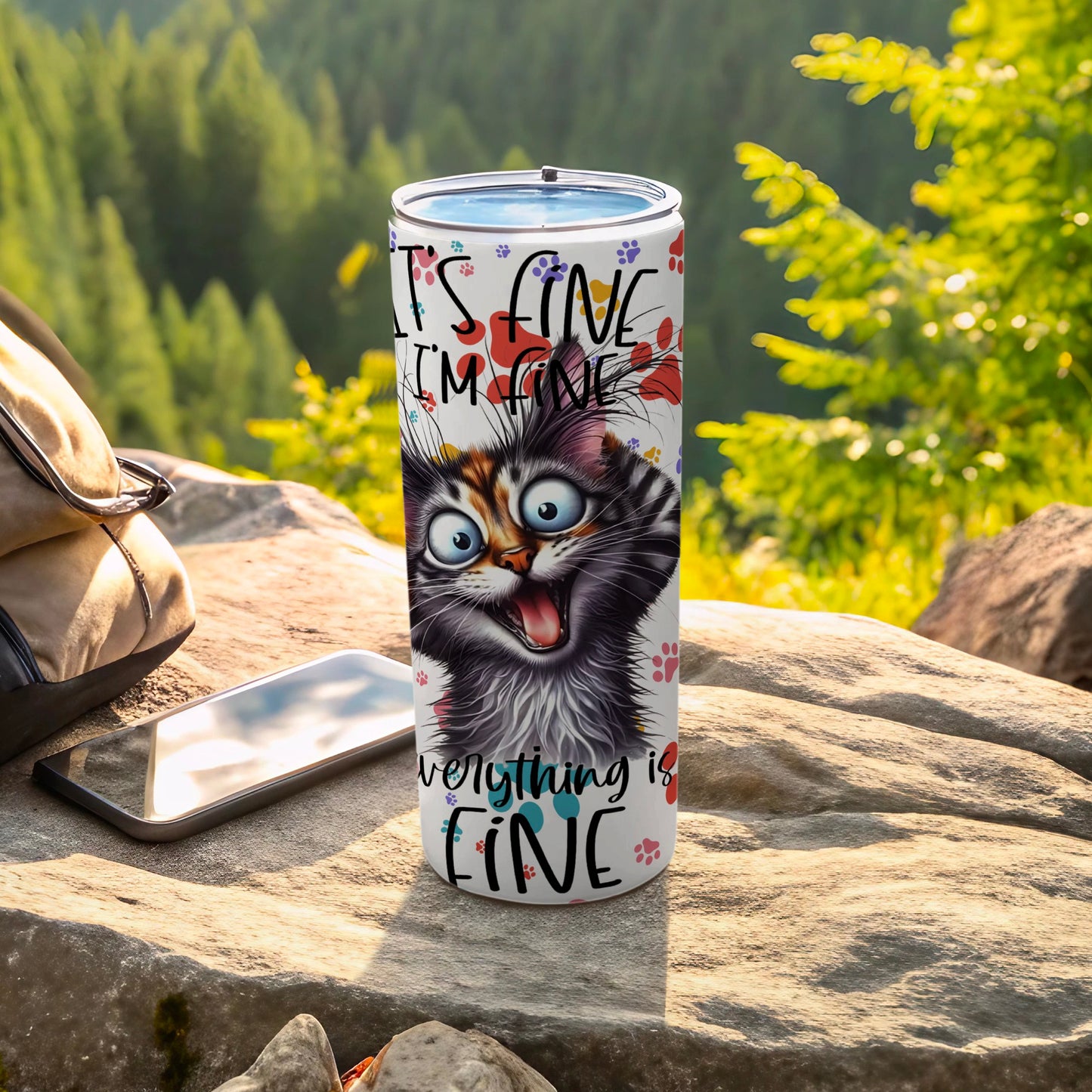 Cat It's Fine I'm Fine Everything Is Fine tumbler