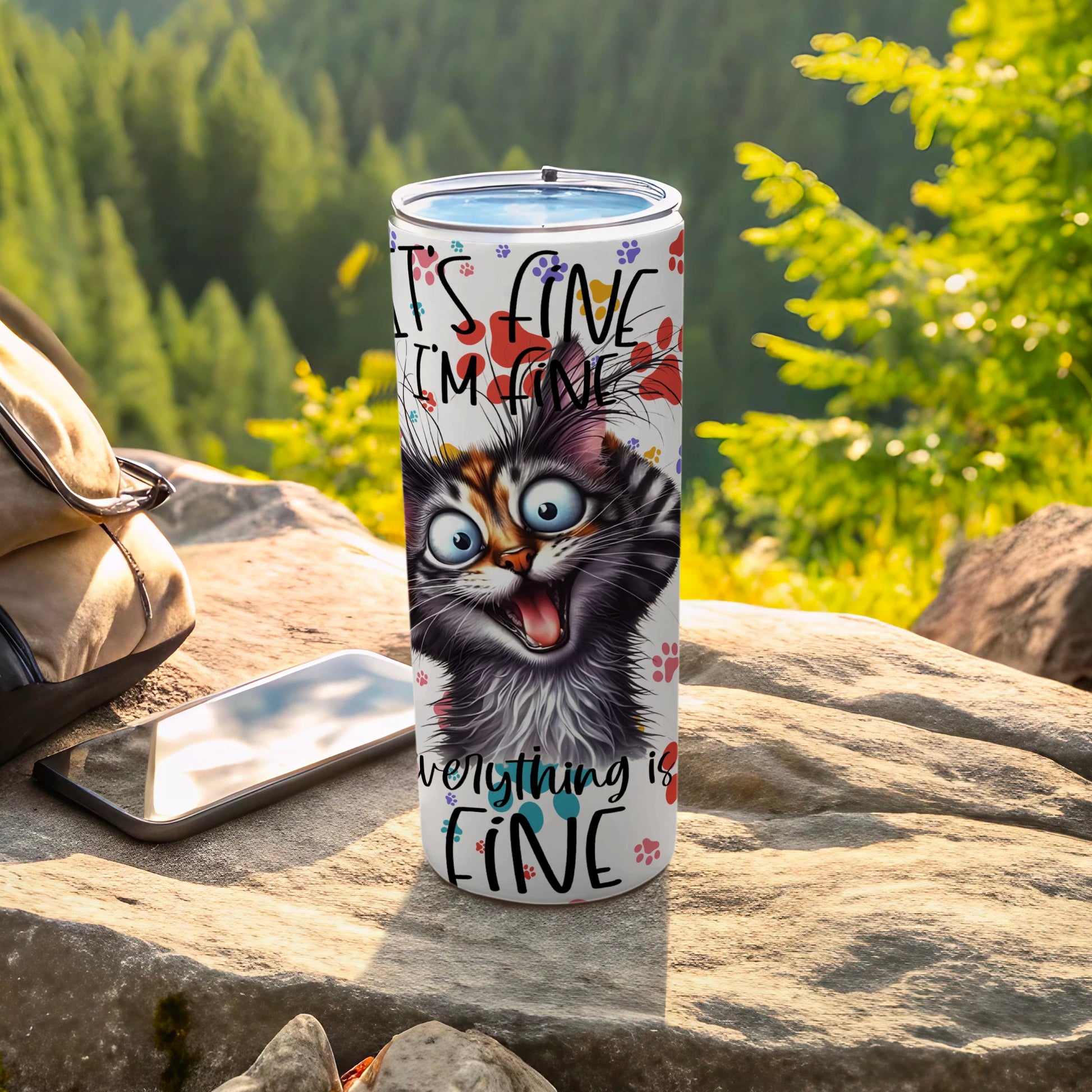 Cat It's Fine I'm Fine Everything Is Fine tumbler