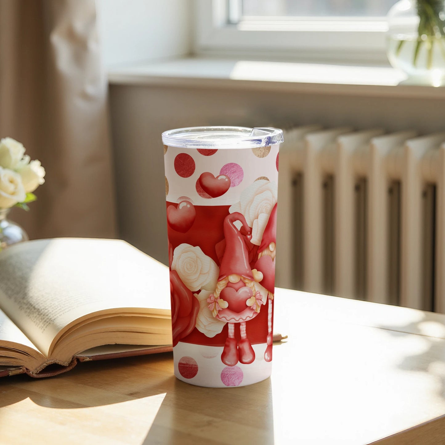 Cute Heart and Bunny Themed Tumbler Valentine's Day