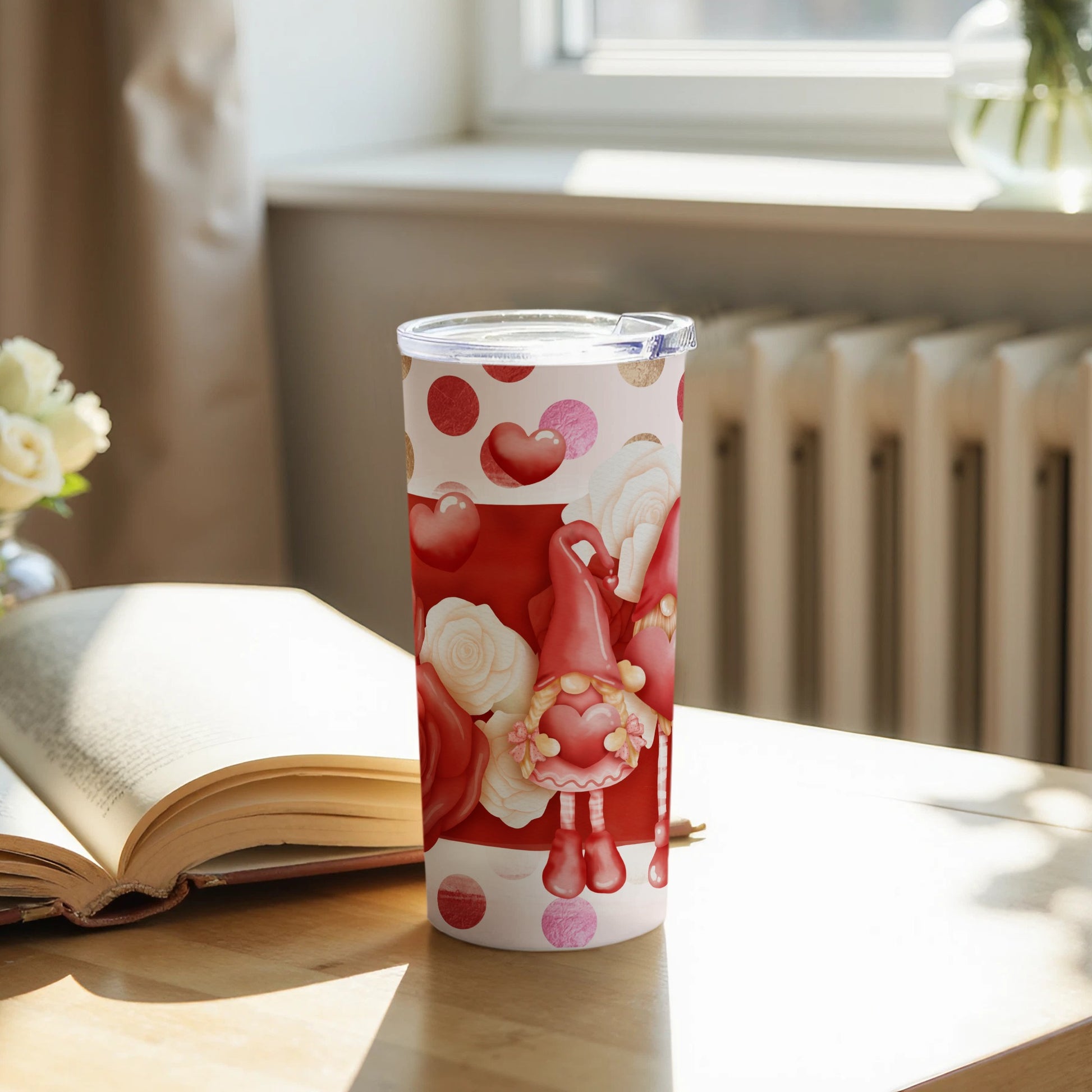Cute Heart and Bunny Themed Tumbler Valentine's Day