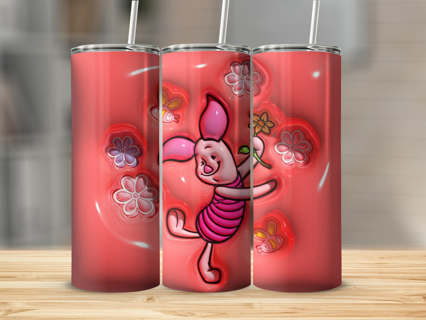Embroidered Piglet Themed Insulated Tumbler
