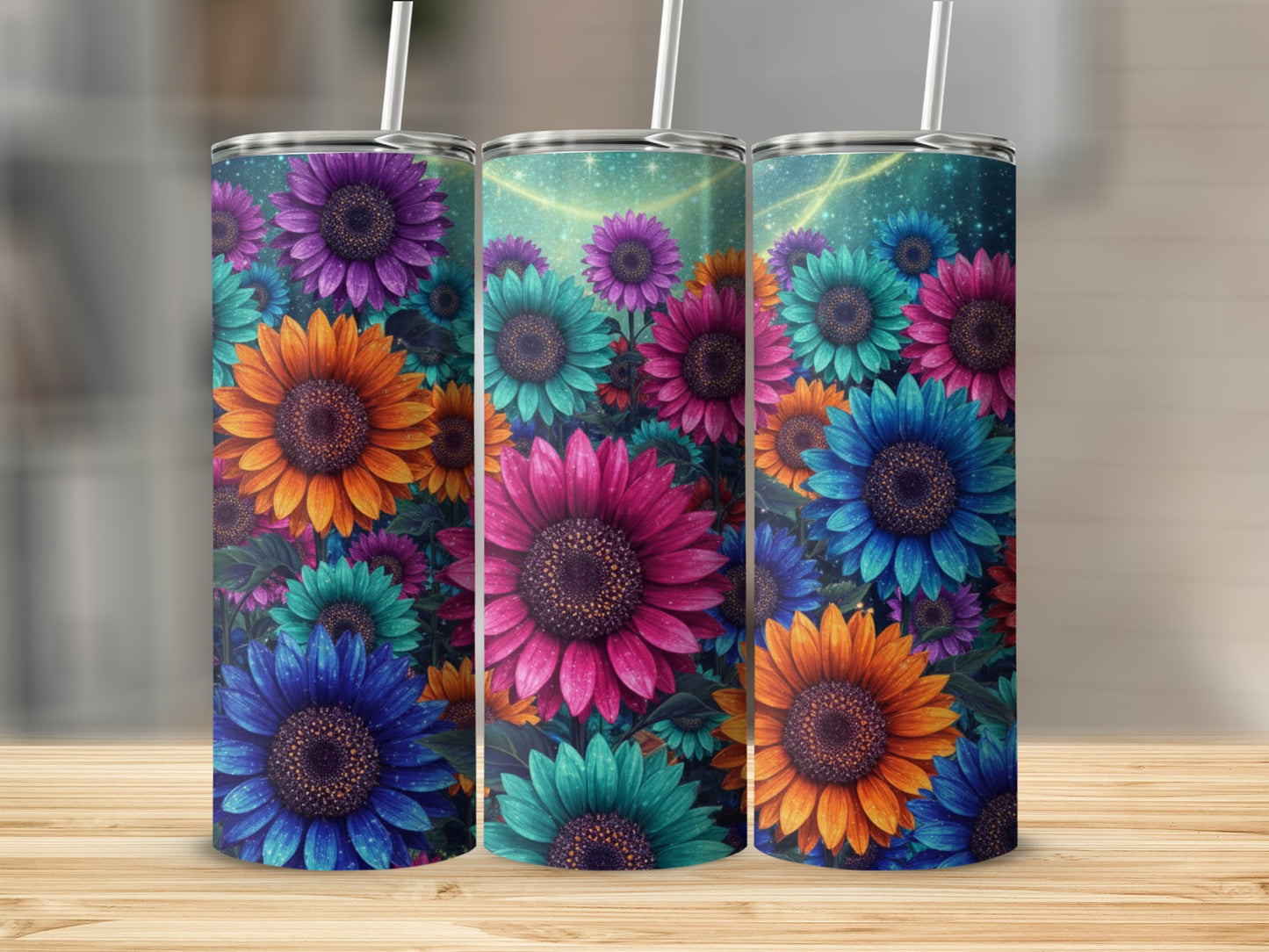 Vibrant Floral Insulated Tumblers Vacuum Sealed Cups