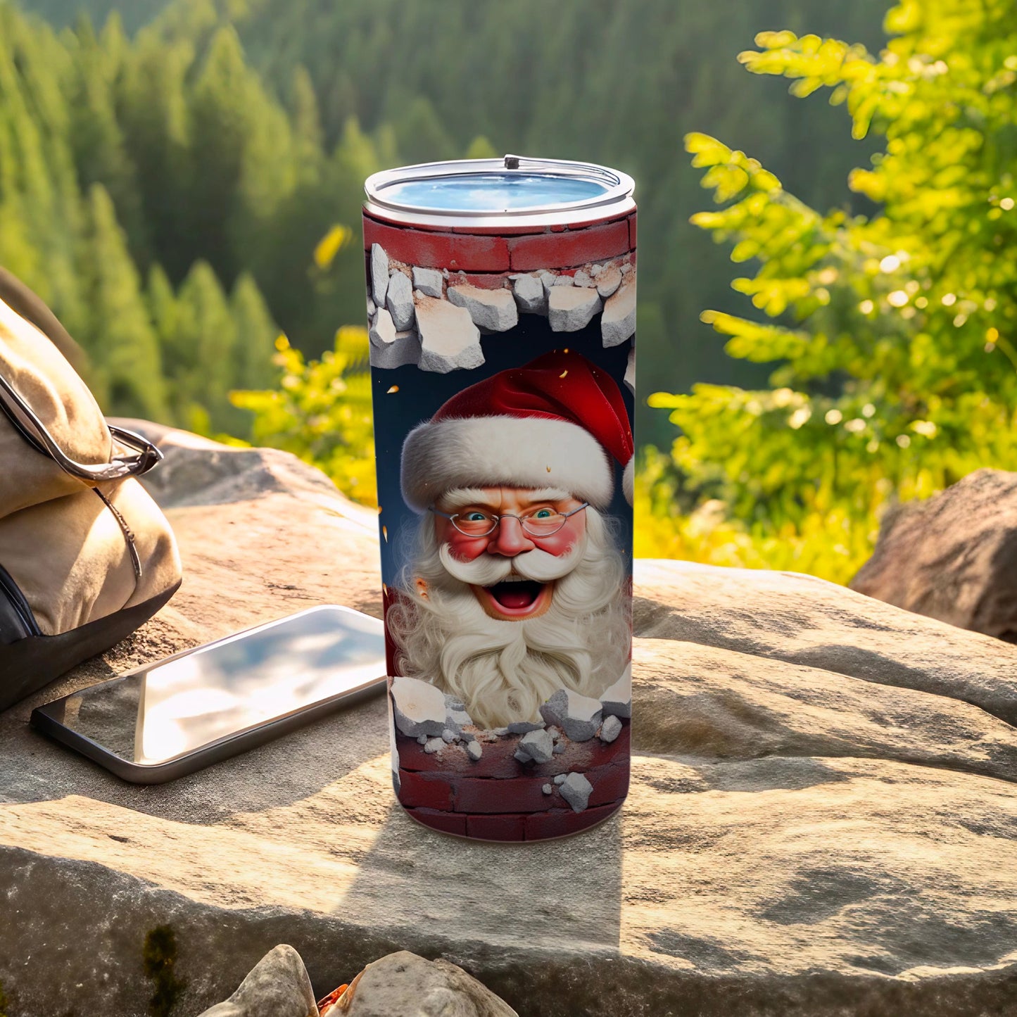 Santa Claus in Holiday Theme Travel Tumbler