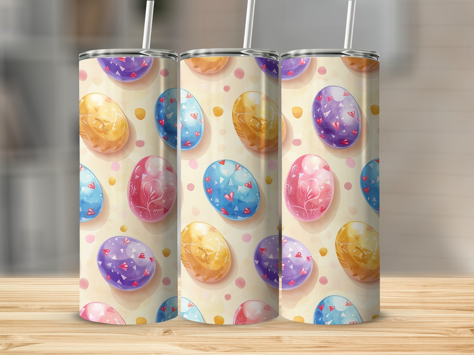 Colorful Egg Pattern Insulated Tumbler Cup
