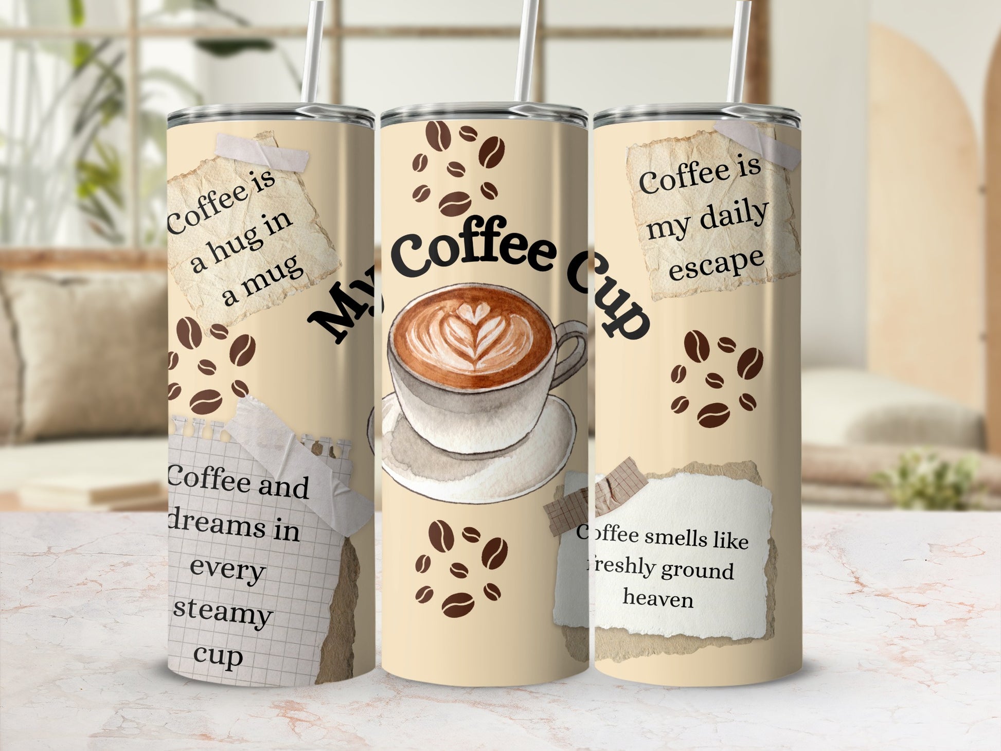 Coffee is a Hug in a Mug Artistic Travel Tumbler Cup