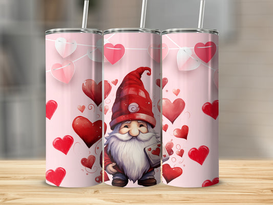 Cute Gnome and Hearts Design Valentine's Day Tumbler
