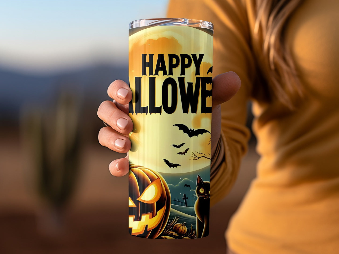 Stylish Happy Halloween Theme Travel Tumbler Cup